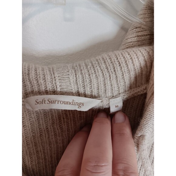 Soft Surroundings Hooded Wool Blend Zip Up Sweater Sz Medium Tan - Picture 2 of 4